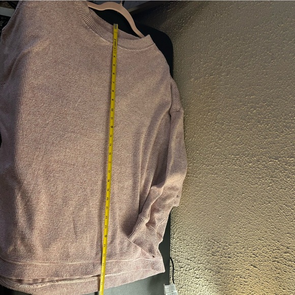 Aerie Women's Large Maroon Soft Oversized Sweatshirt Size XL Waffle Knit Fall - Picture 3 of 12